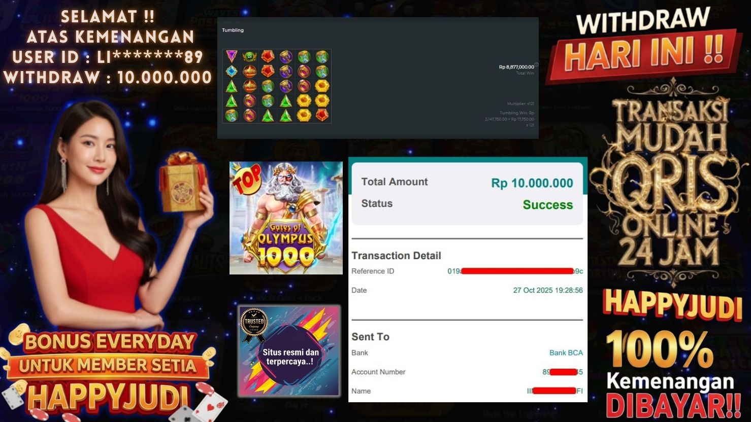 HAPPYJUDI JACKPOT SLOT GATES OF OLYMPUS 1000